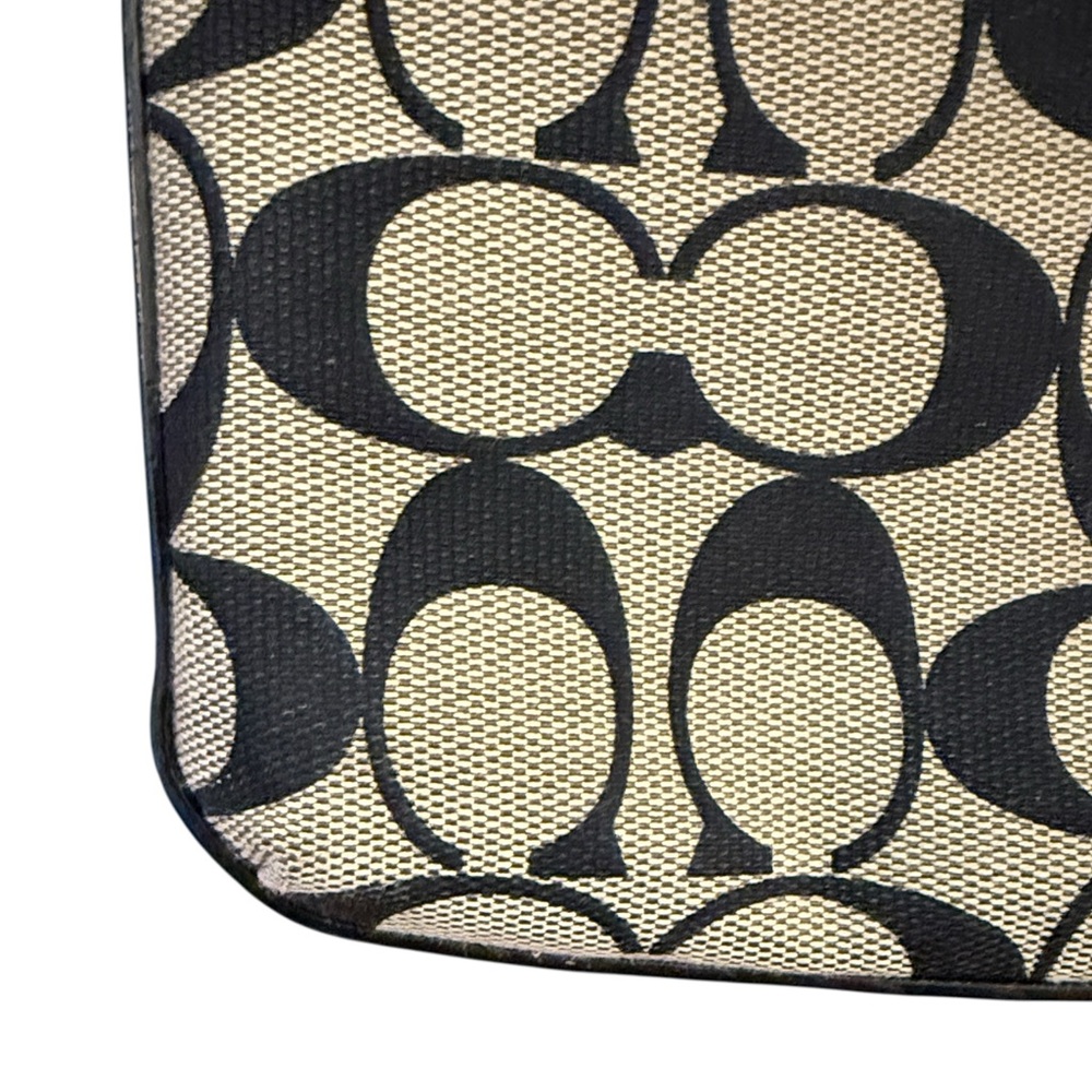 Coach Signature Monogram Crossbody Bag Black Tan Jacquard Canvas Leather Hangtag - Picture 15 of 16